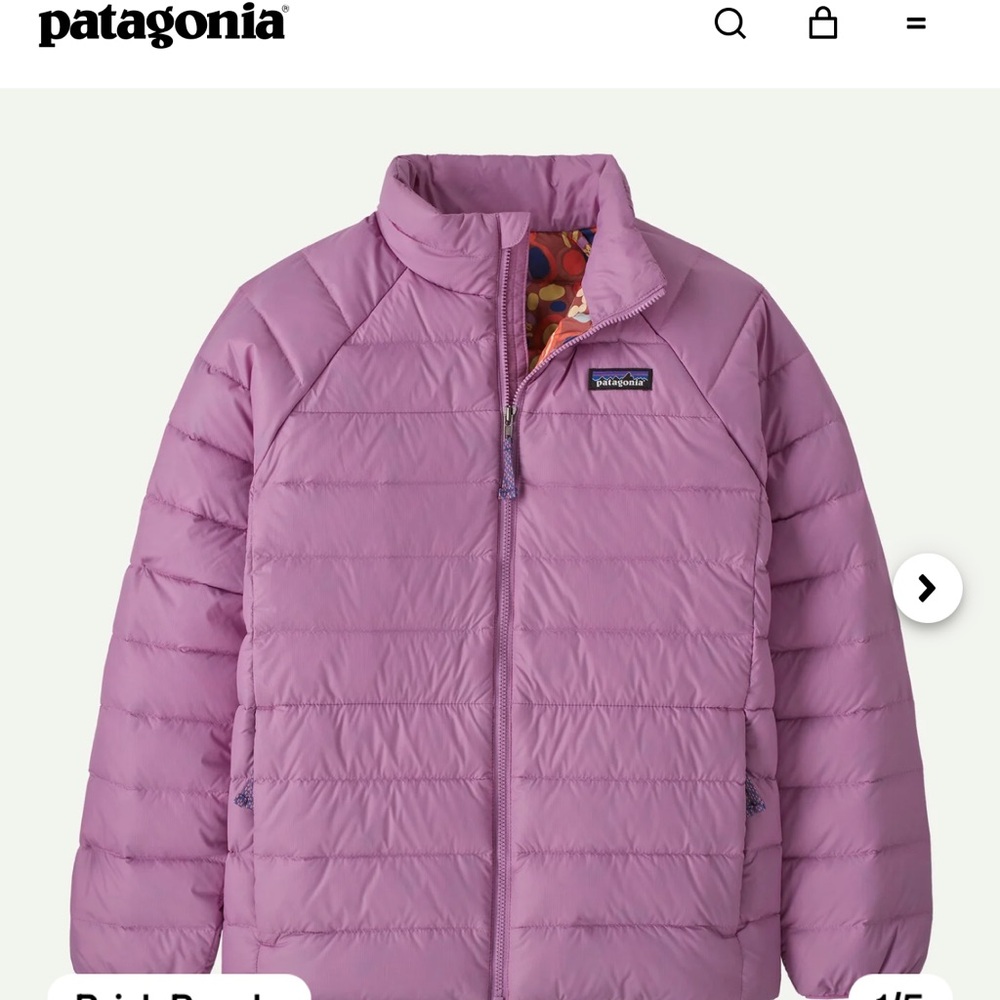 Patagonia Kids down sweater jacket in pink! Size 4T